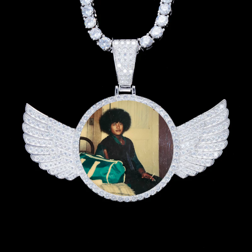925S & VVS Moissanite 3D Wing Custom Picture Pendant