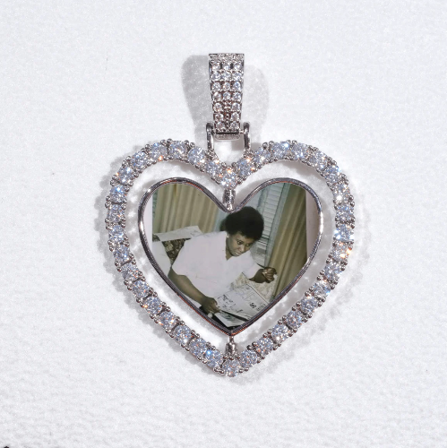 3D Spinning 2-Faced Heart Custom Picture Pendant