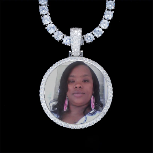 925S & VVS Moissanite 3D Circle Custom Picture Pendant