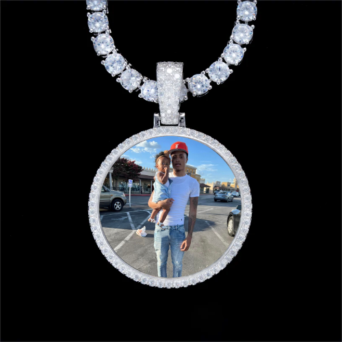 925S & VVS Moissanite 3D Circle Custom Picture Pendant