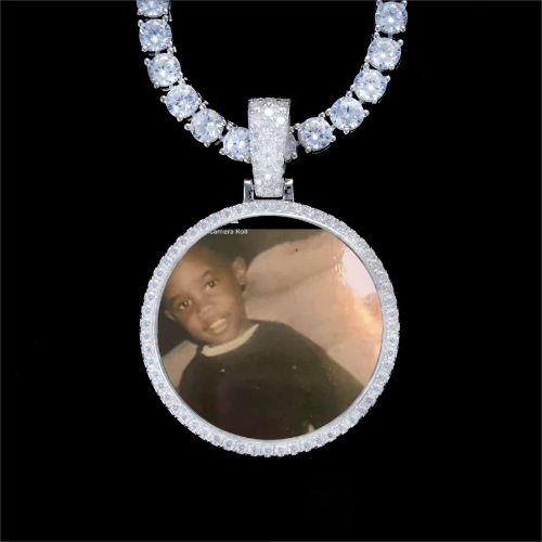 925S & VVS Moissanite 3D Circle Custom Picture Pendant
