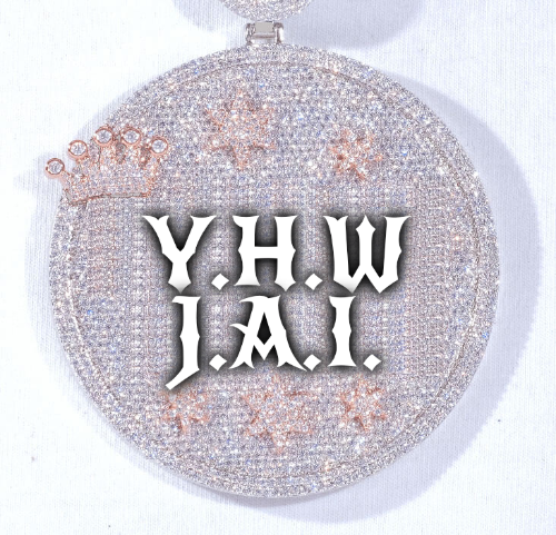CUSTOM LETTER NECKLACE 3D BIG CROWN DISC