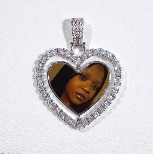 3D Spinning 2-Faced Heart Custom Picture Pendant