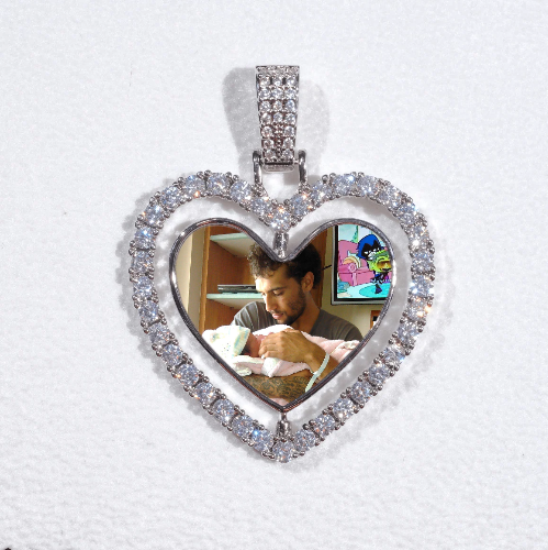 3D Spinning 2-Faced Heart Custom Picture Pendant