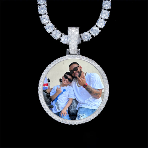925S & VVS Moissanite 3D Circle Custom Picture Pendant