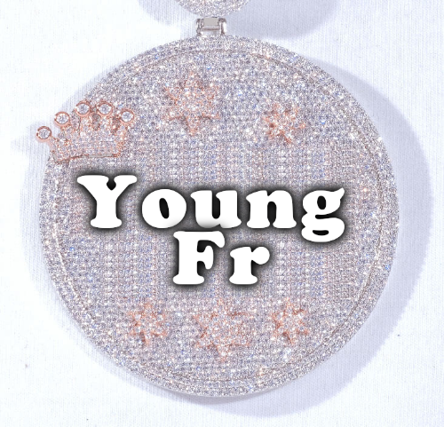 CUSTOM LETTER NECKLACE 3D BIG CROWN DISC