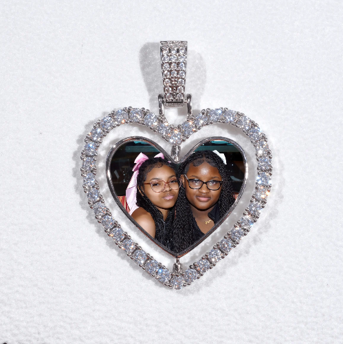 3D Spinning 2-Faced Heart Custom Picture Pendant