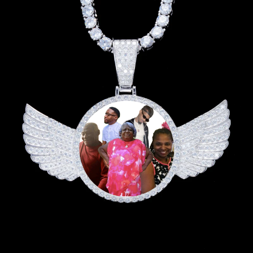 925S & VVS Moissanite 3D Wing Custom Picture Pendant