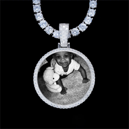 925S & VVS Moissanite 3D Circle Custom Picture Pendant