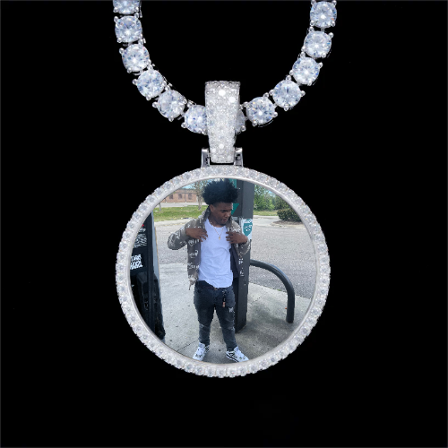 925S & VVS Moissanite 3D Circle Custom Picture Pendant