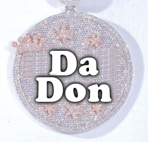 CUSTOM LETTER NECKLACE 3D BIG CROWN DISC