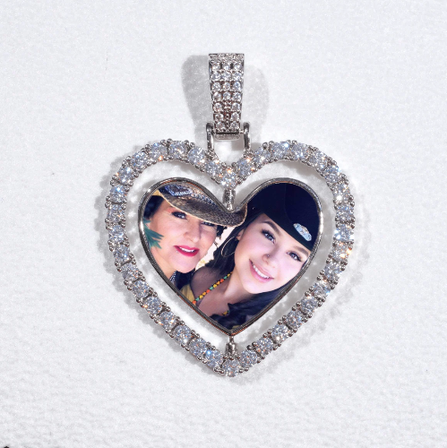 3D Spinning 2-Faced Heart Custom Picture Pendant