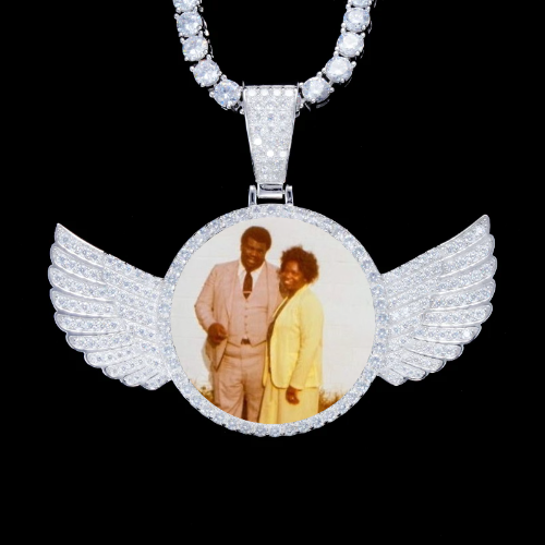 925S & VVS Moissanite 3D Wing Custom Picture Pendant