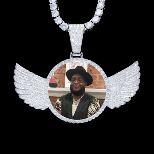 925S & VVS Moissanite 3D Wing Custom Picture Pendant