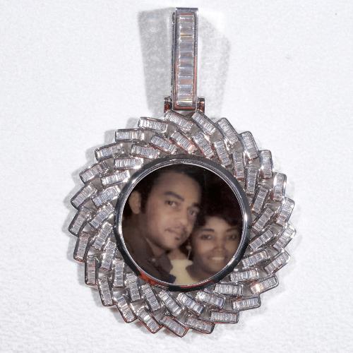 Large 3D Baguette Custom Picture Pendant