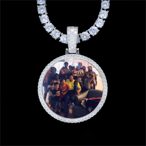 925S & VVS Moissanite 3D Circle Custom Picture Pendant