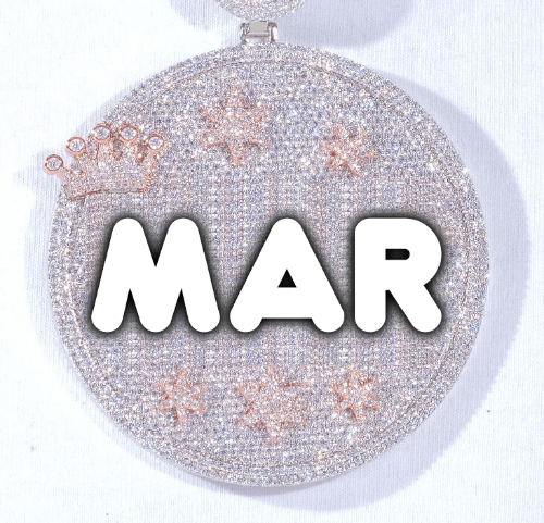CUSTOM LETTER NECKLACE 3D BIG CROWN DISC
