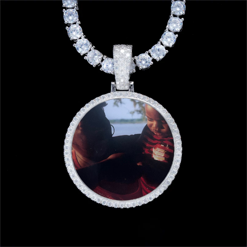 925S & VVS Moissanite 3D Circle Custom Picture Pendant