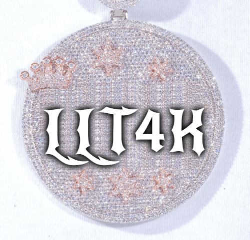 CUSTOM LETTER NECKLACE 3D BIG CROWN DISC
