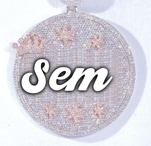 CUSTOM LETTER NECKLACE 3D BIG CROWN DISC