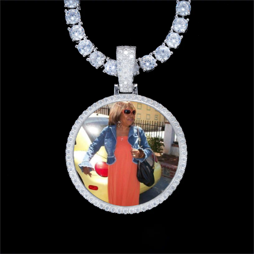 925S & VVS Moissanite 3D Circle Custom Picture Pendant