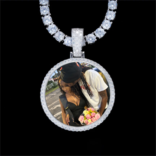 925S & VVS Moissanite 3D Circle Custom Picture Pendant
