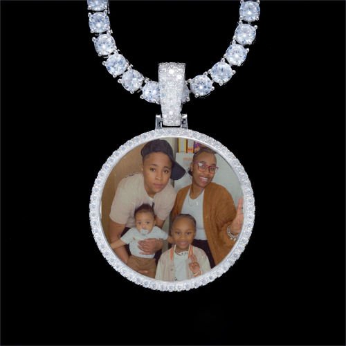 925S & VVS Moissanite 3D Circle Custom Picture Pendant
