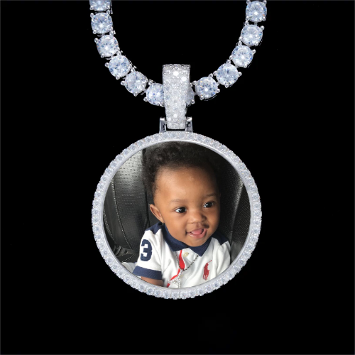 925S & VVS Moissanite 3D Circle Custom Picture Pendant