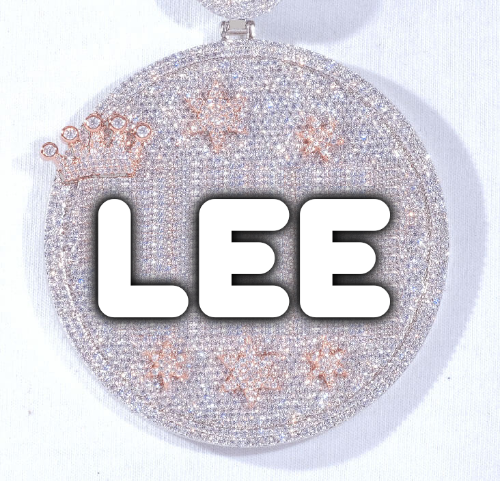 CUSTOM LETTER NECKLACE 3D BIG CROWN DISC