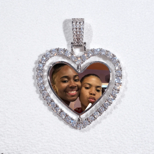 3D Spinning 2-Faced Heart Custom Picture Pendant
