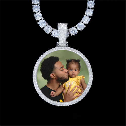 925S & VVS Moissanite 3D Circle Custom Picture Pendant