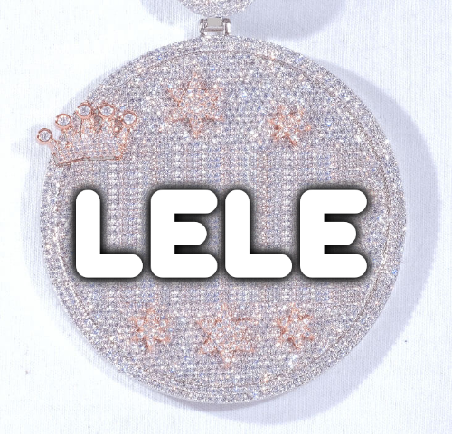 CUSTOM LETTER NECKLACE 3D BIG CROWN DISC