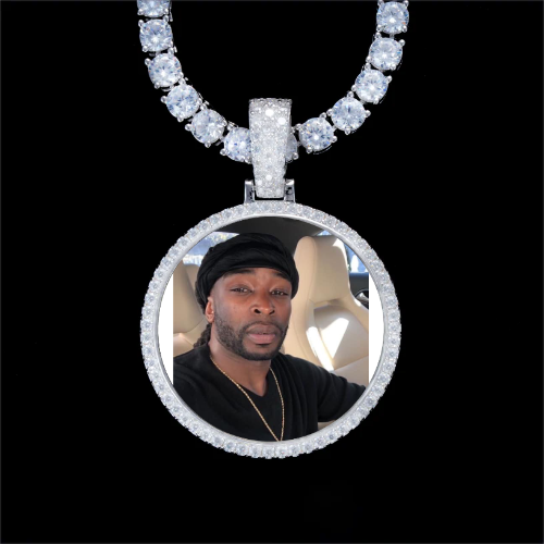 925S & VVS Moissanite 3D Circle Custom Picture Pendant