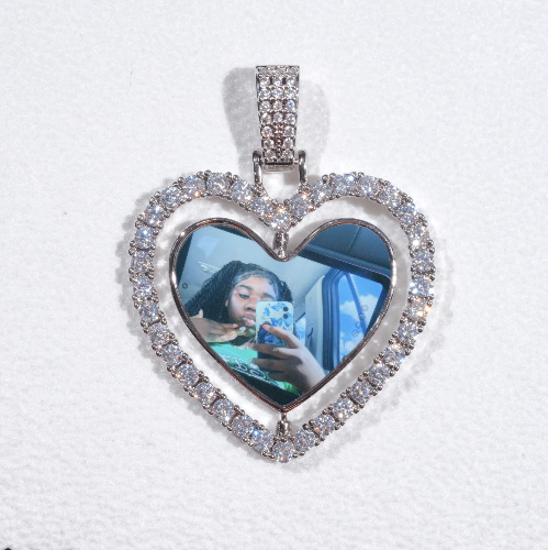 3D Spinning 2-Faced Heart Custom Picture Pendant