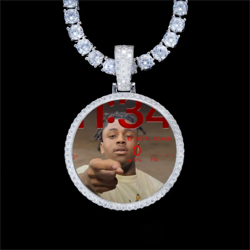 925S & VVS Moissanite 3D Circle Custom Picture Pendant