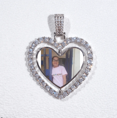 3D Spinning 2-Faced Heart Custom Picture Pendant