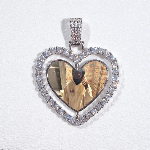 3D Spinning 2-Faced Heart Custom Picture Pendant