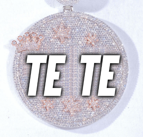 CUSTOM LETTER NECKLACE 3D BIG CROWN DISC