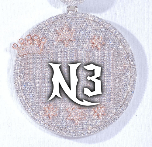 CUSTOM LETTER NECKLACE 3D BIG CROWN DISC