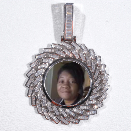 Large 3D Baguette Custom Picture Pendant