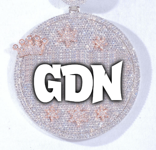 CUSTOM LETTER NECKLACE 3D BIG CROWN DISC