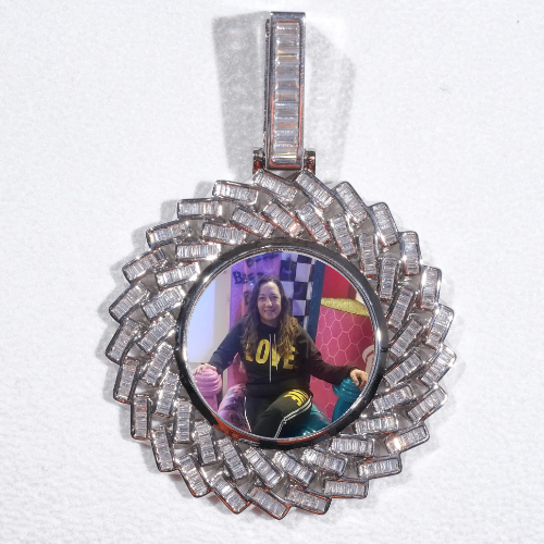 Large 3D Baguette Custom Picture Pendant