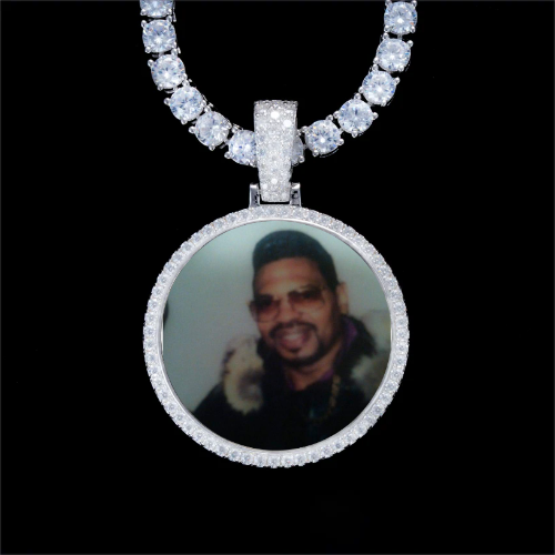 925S & VVS Moissanite 3D Circle Custom Picture Pendant