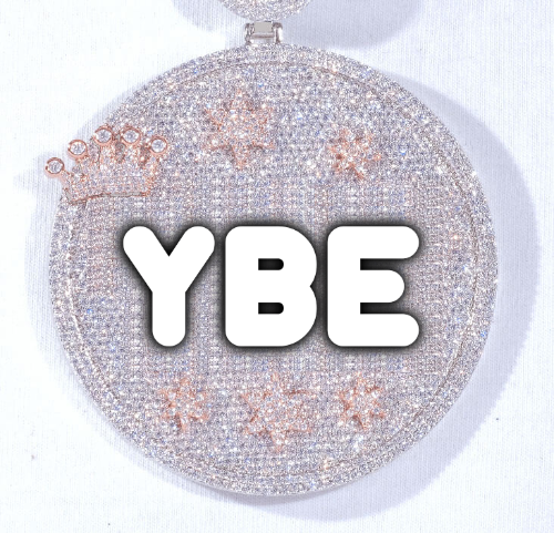 CUSTOM LETTER NECKLACE 3D BIG CROWN DISC
