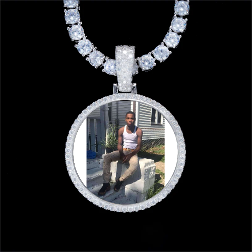 925S & VVS Moissanite 3D Circle Custom Picture Pendant
