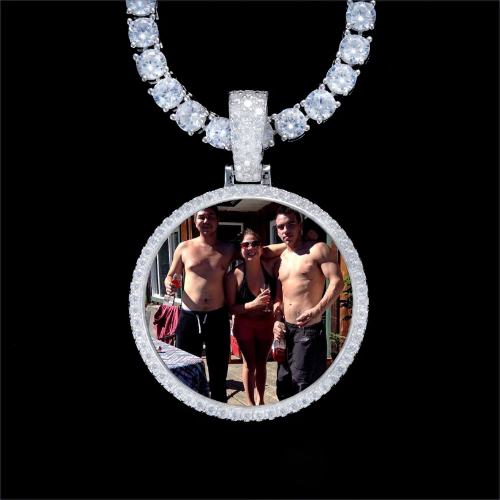 925S & VVS Moissanite 3D Circle Custom Picture Pendant