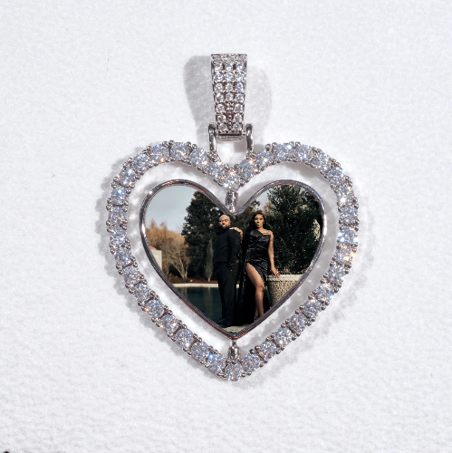 3D Spinning 2-Faced Heart Custom Picture Pendant