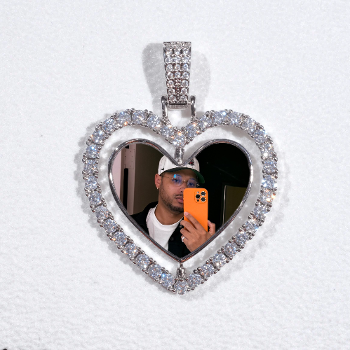 3D Spinning 2-Faced Heart Custom Picture Pendant