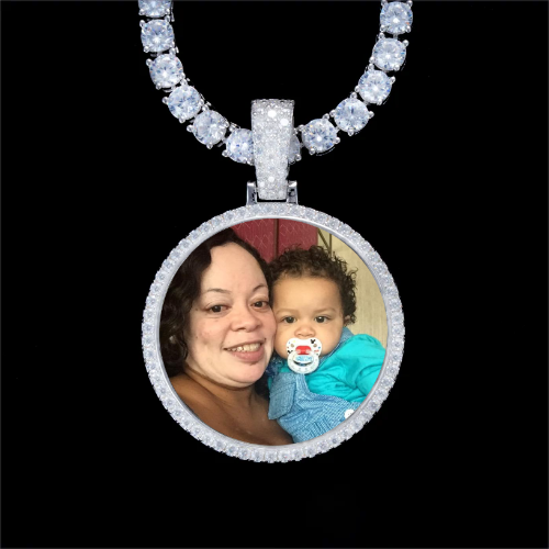 925S & VVS Moissanite 3D Circle Custom Picture Pendant