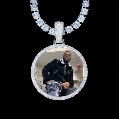 925S & VVS Moissanite 3D Circle Custom Picture Pendant